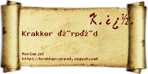 Krakker Árpád névjegykártya
